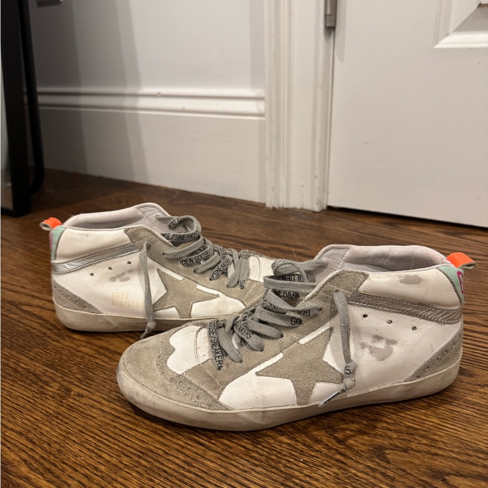 Golden Goose Kids White and Gray Star Sneakers